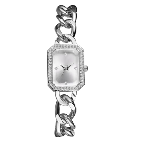 スクエア腕時計 レディース 可愛い ブレスレットウォッチ シルバー: おしゃれ アナログ表示 防水 クォーツ腕時計 ファッションウォッチ レディース アクセサリー - 誕生日 記念日 クリスマス バレンタインデー プレゼント